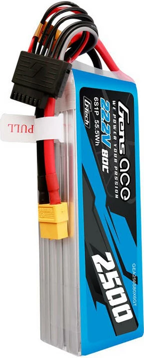 Bateri LiPo Gens ace G-Tech 2500mAh 22.2V 80C me XT60