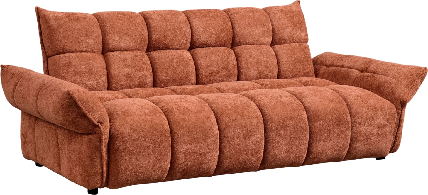 Sofabed MELU, material pëlhurë terrakote, susta xhepi, 240-250x90x85cm