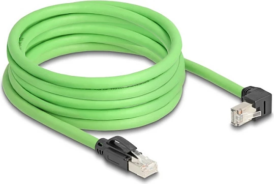 Kabllo rrjeti DeLOCK 80897 Cat6a 5m RJ-45, një konektor me kënd, e zezë/jeshile