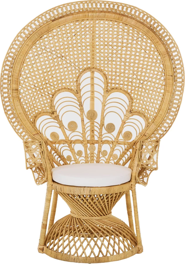 Karrige e madhe Elysee, jastëk, ratan natyral, 115x70x150cm