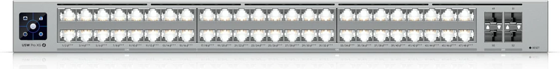 Switch Ubiquiti UniFi USW-PRO-XG-48-PoE, 48-port (32x10G + 16x2.5G), 4xSFP+, PoE+++ 1080W, rackmount, gri