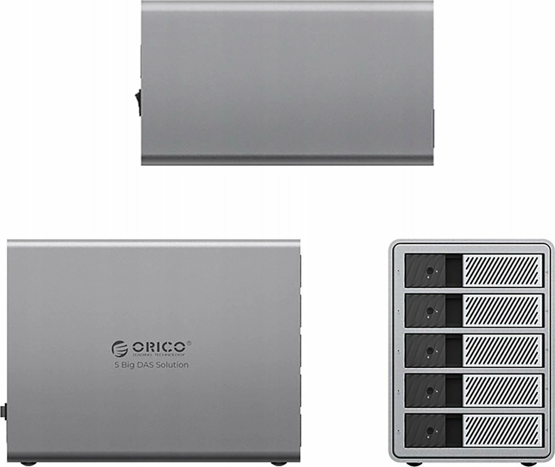 Disk array Orico 9858T3 Thunderbolt 3, 5-bay për 2.5"/3.5" SATA HDD/SSD, 40Gbps, 110TB, gri