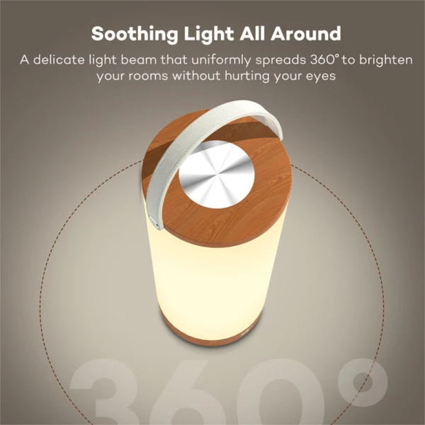 Lampë LED portative TaoTronics TT-DL23 4000mAh 300lm 360° 4000–4500K, bardhë/finisazh dru, set me kabllo Micro-USB