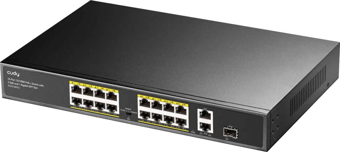 FS1018PS1 16-Port 10/100M PoE+ Switch 200W