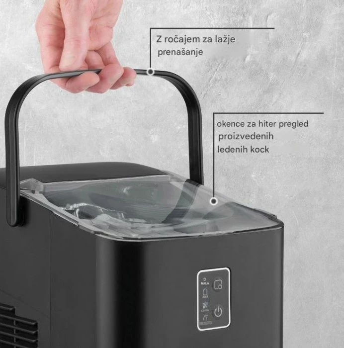 Aparat për kuba akulli CASO IceChef Compact 3401, 12 kg/24h, 1 l, 120 W, i zi mat