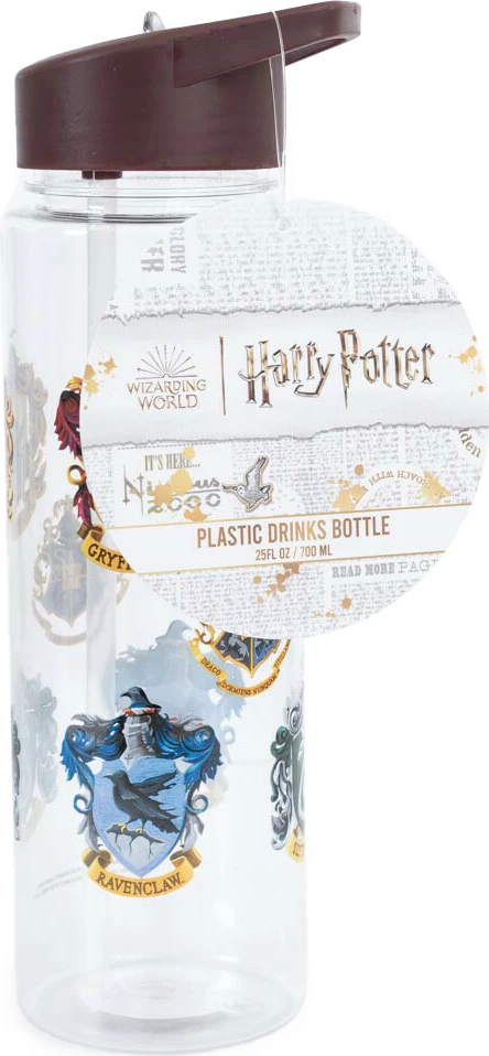 Shishe uji Pyramid Harry Potter Colourful Crest 700 ml, plastike me pipëz, kapak bordo