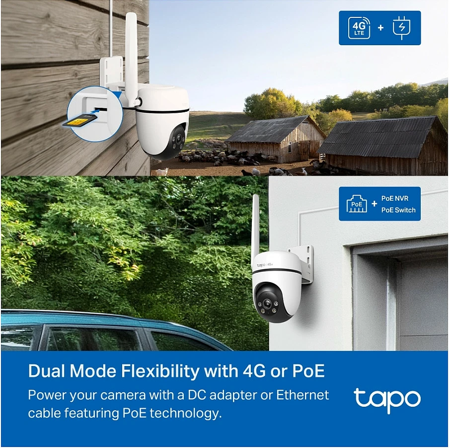 Kamerë sigurie IP outdoor TP-Link Tapo C501GW, 4G LTE Pan/Tilt 360°, IP66, MicroSD deri 512GB, e bardhë