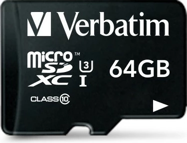Kartelë MicroSDXC Verbatim Pro 64 GB, Class 10, UHS, e zezë