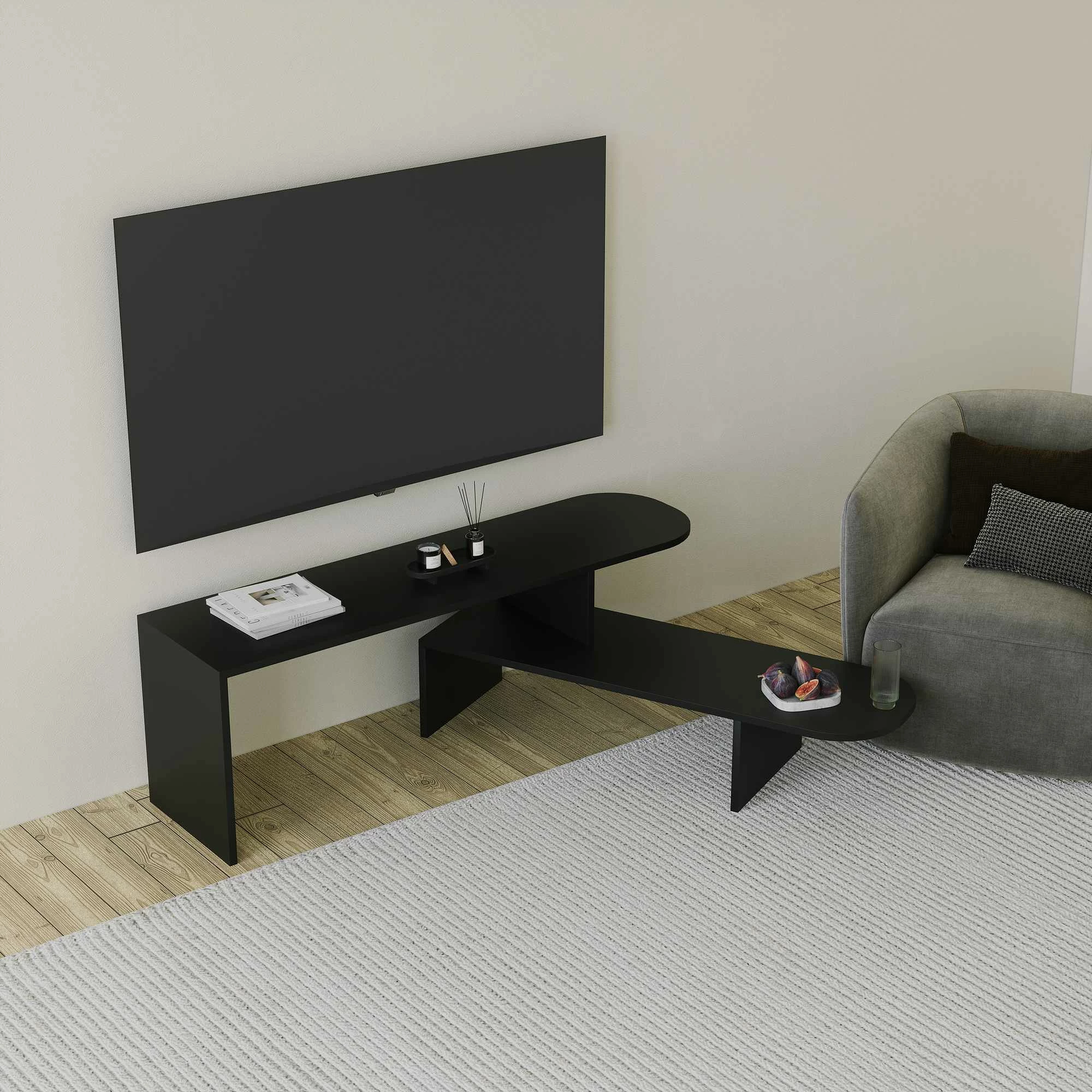 Komodë për TV Skye Decor, Puzzle, e zezë