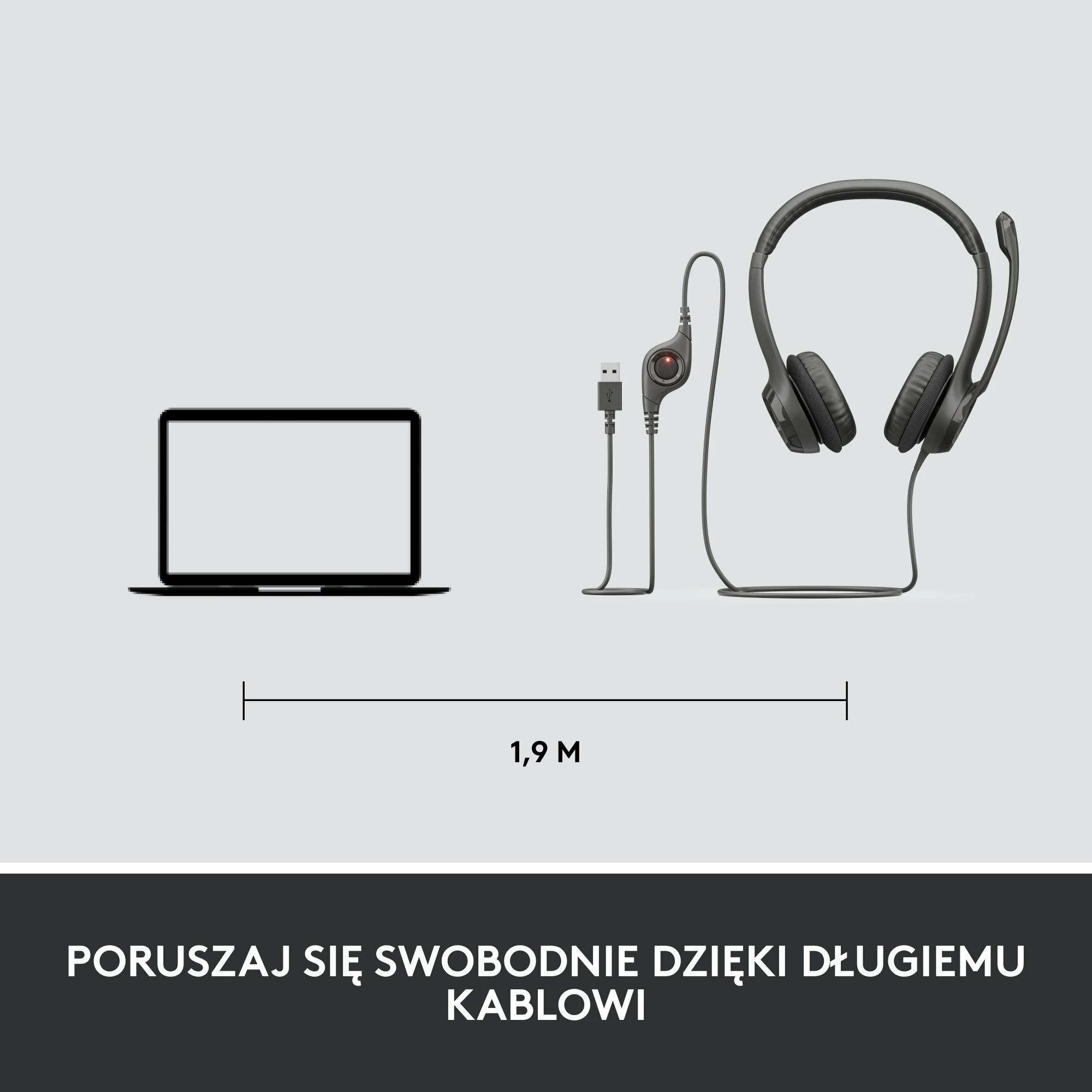 Kufje me mikrofon Logitech H390 (981-000406), USB me kabllo 2.4 m, me kontroll në kabllo, të zeza