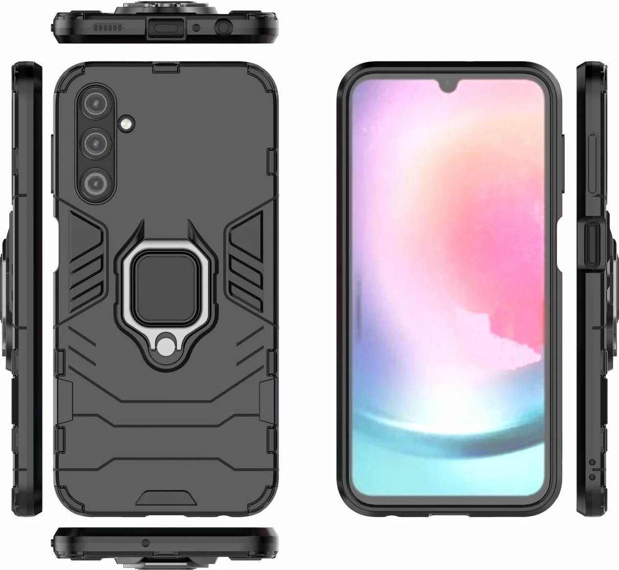 Mbështjellës Hurtel Ring Armor për Samsung Galaxy A24 4G, me unazë, i zi