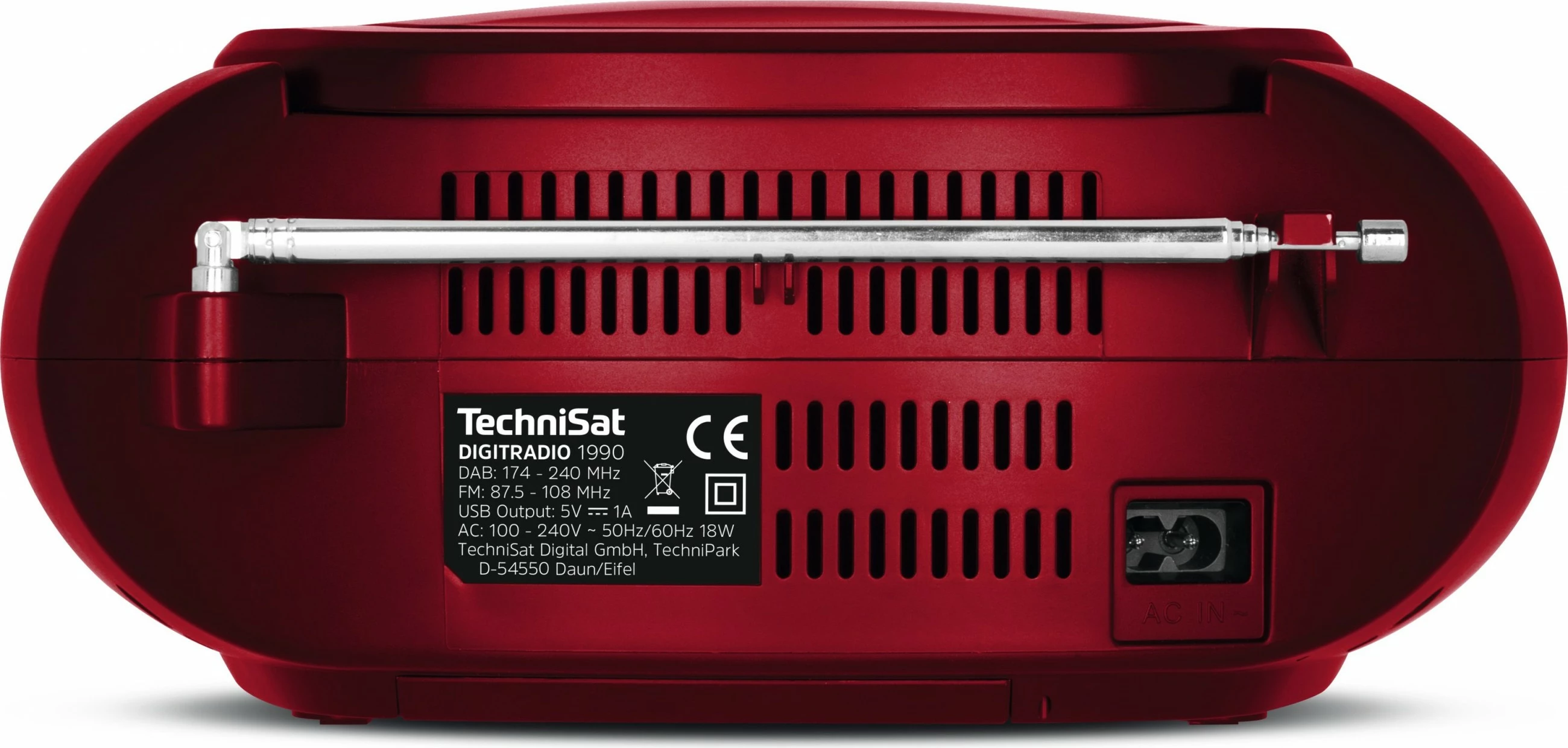 Radio digjitale TechniSat DigitRadio 1990, USB, DAB+, e kuqe