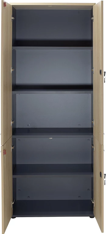 Raft librash me katër dyer druri, ngjyrë lisi - gri e errët, 80x40,5x200cm