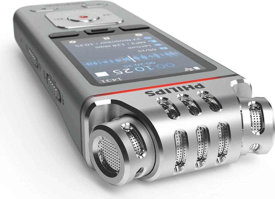 Diktafon digjital Philips VoiceTracer DVT4115, 8GB, 36h, Stereo, MP3/WAV, ekran 2", gri