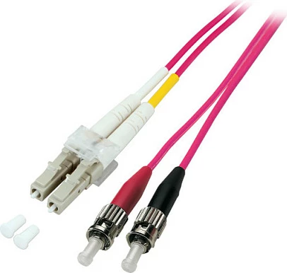 Kabllo patch fiber optike EFB Elektronik LC-ST OM4, duplex, 1 m, LSZH, rozë