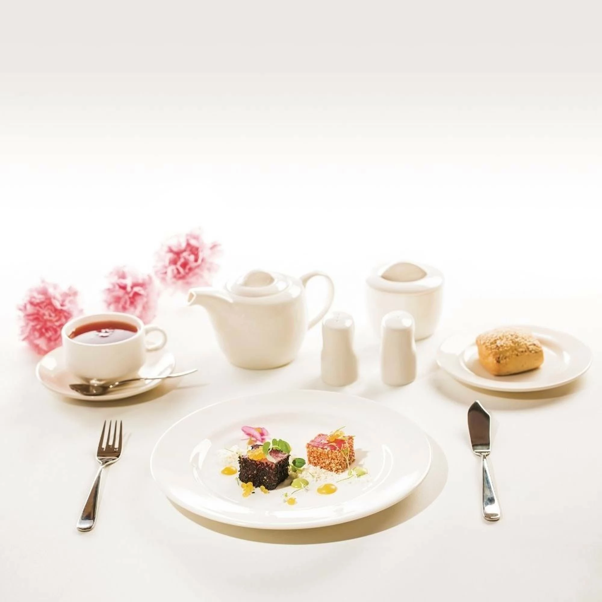 Tas porcelani Fine Dine Crema 90 ml, stackable, set 6 copë, krem