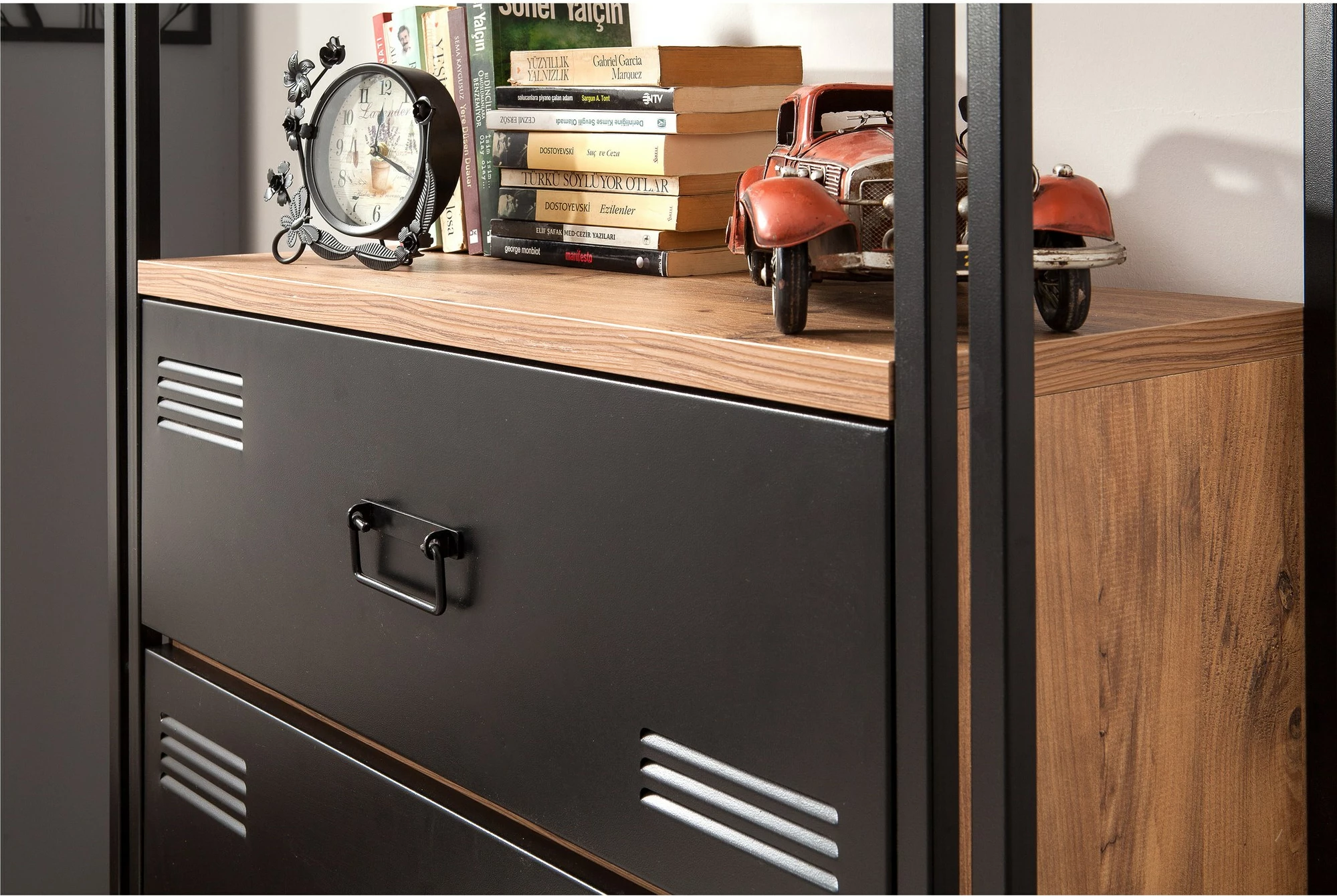 Set mobiljesh për dhomë studimi, Hanah Home, COSMO-TKM.10, ngjyrë Atlantic Pine dhe e zezë