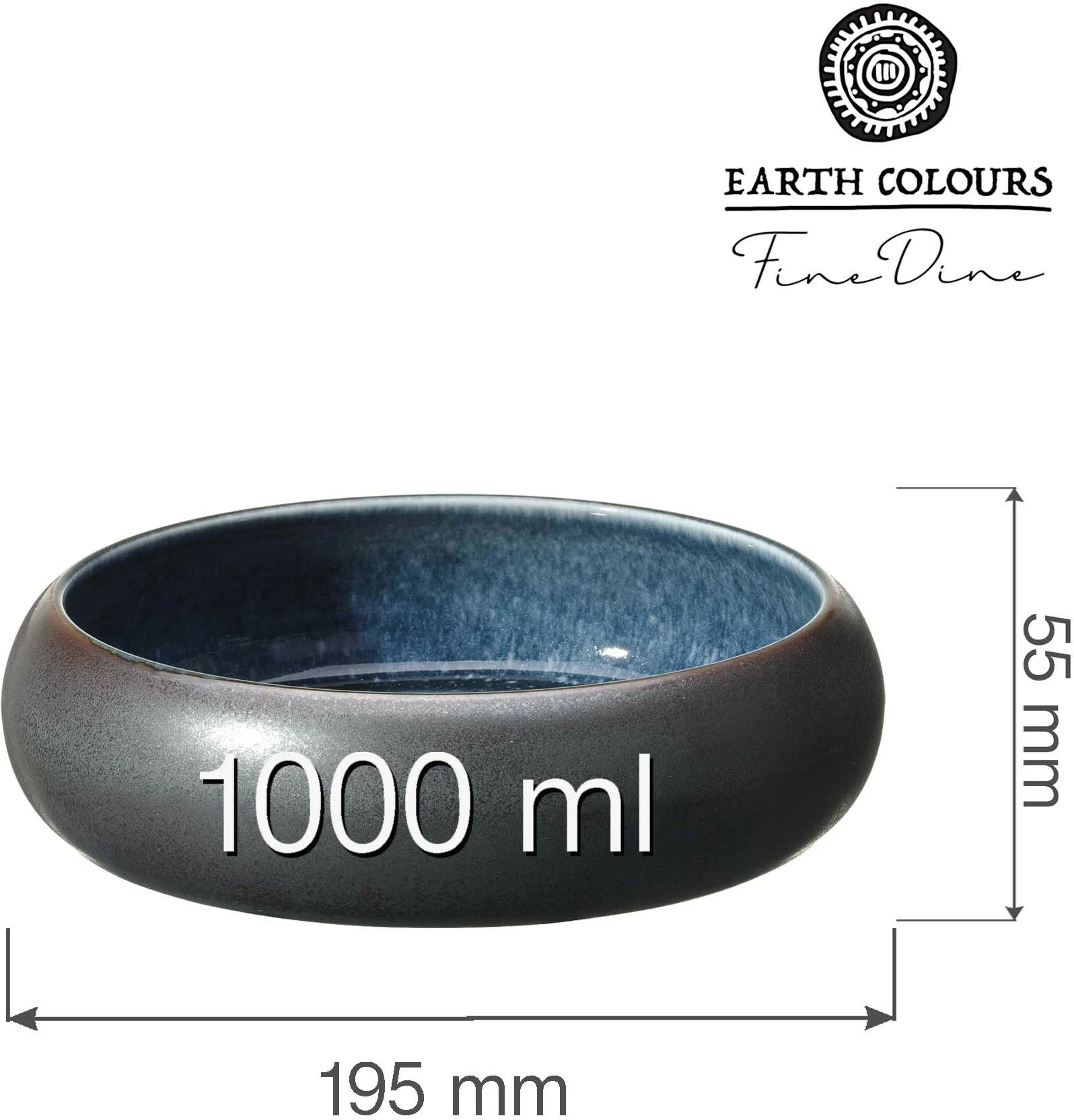 Tas i thellë Fine Dine Goro 1000 ml Ø195 mm, set 2 copë, blu