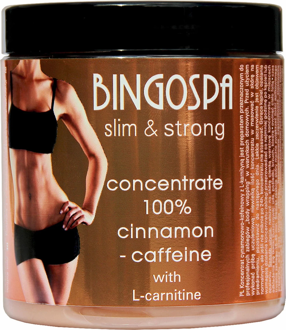Koncentrat për trup për femra BingoSpa Slim & Strong 100% Kanellë-Kafeinë me L-Karnitinë, 250g