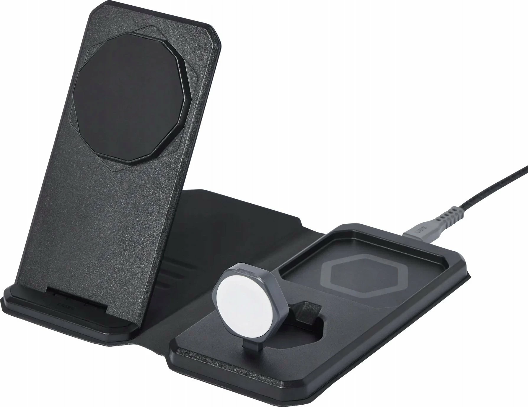 Karikues udhëtimi 3-në-1 induktiv Mophie UAG 3in1 Travel Charger 15W USB-C (9B4412114030), i zi, set me adaptera dhe çantë