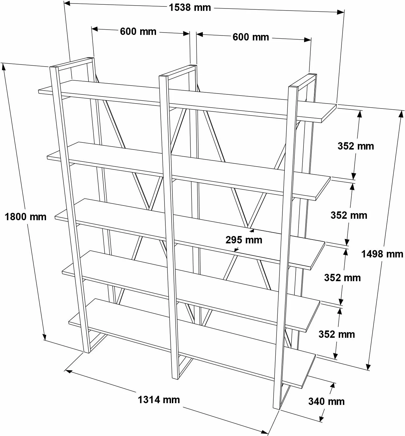 Raft librash Hanah Home, Mn05-Ba, ngjyrë arre, 154.8x180x34cm