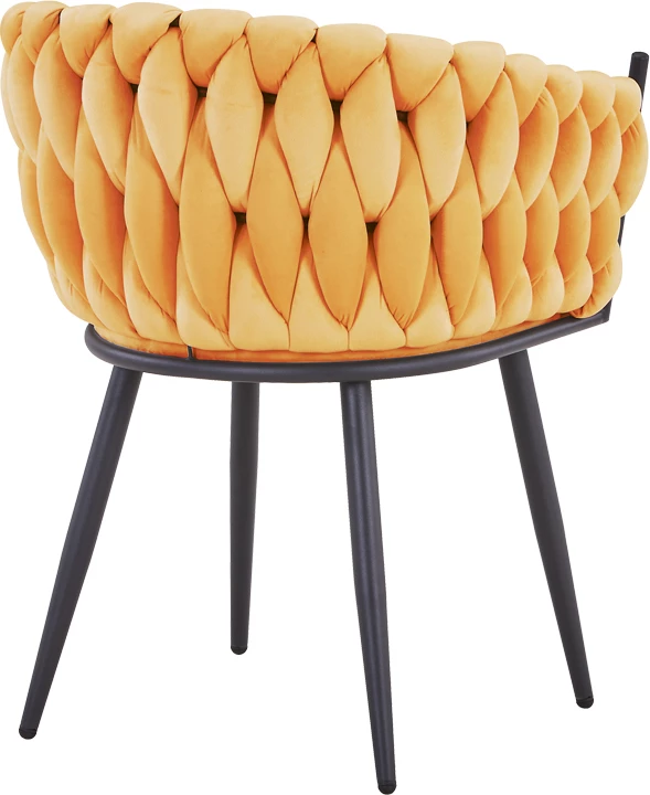 Karrige me krahë Vivian, kadife e verdhë, këmbë metalike të zeza, set prej 2 copash, 61x55x80cm