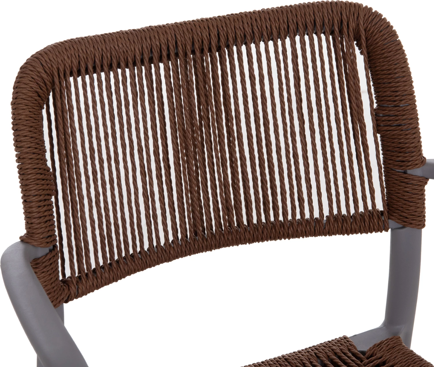 Karrige për jashtë STRIDER, polipropilen gri, litar kafe, 57x53x80cm