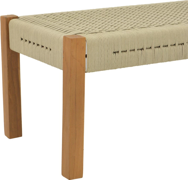 Bankë Uma, dru tik dhe litar poliestër, ngjyrë natyrale, 150x45x40cm