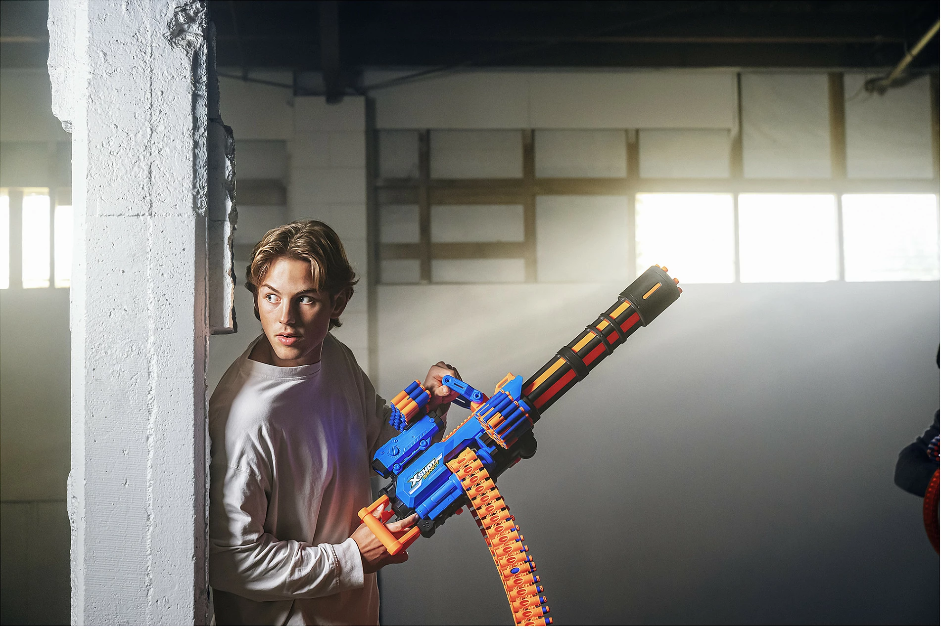 Blaster lodër ZURU XSHOT Insanity Motorized Rage Fire, 72 darts, me tripod, blu/portokalli
