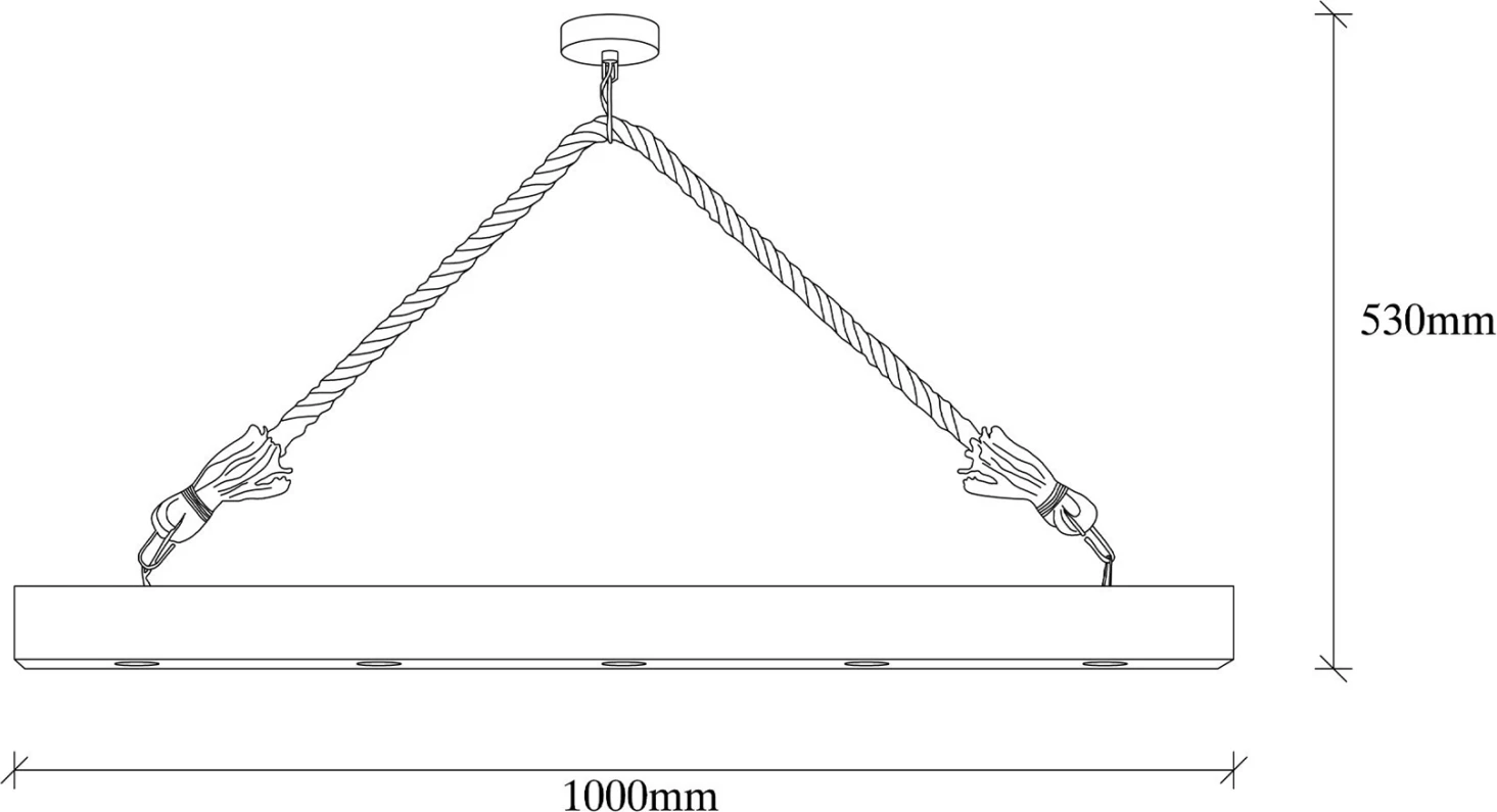 Dritë varëse prej druri me detaje litari FH7263 100Χ7Χ53 cm