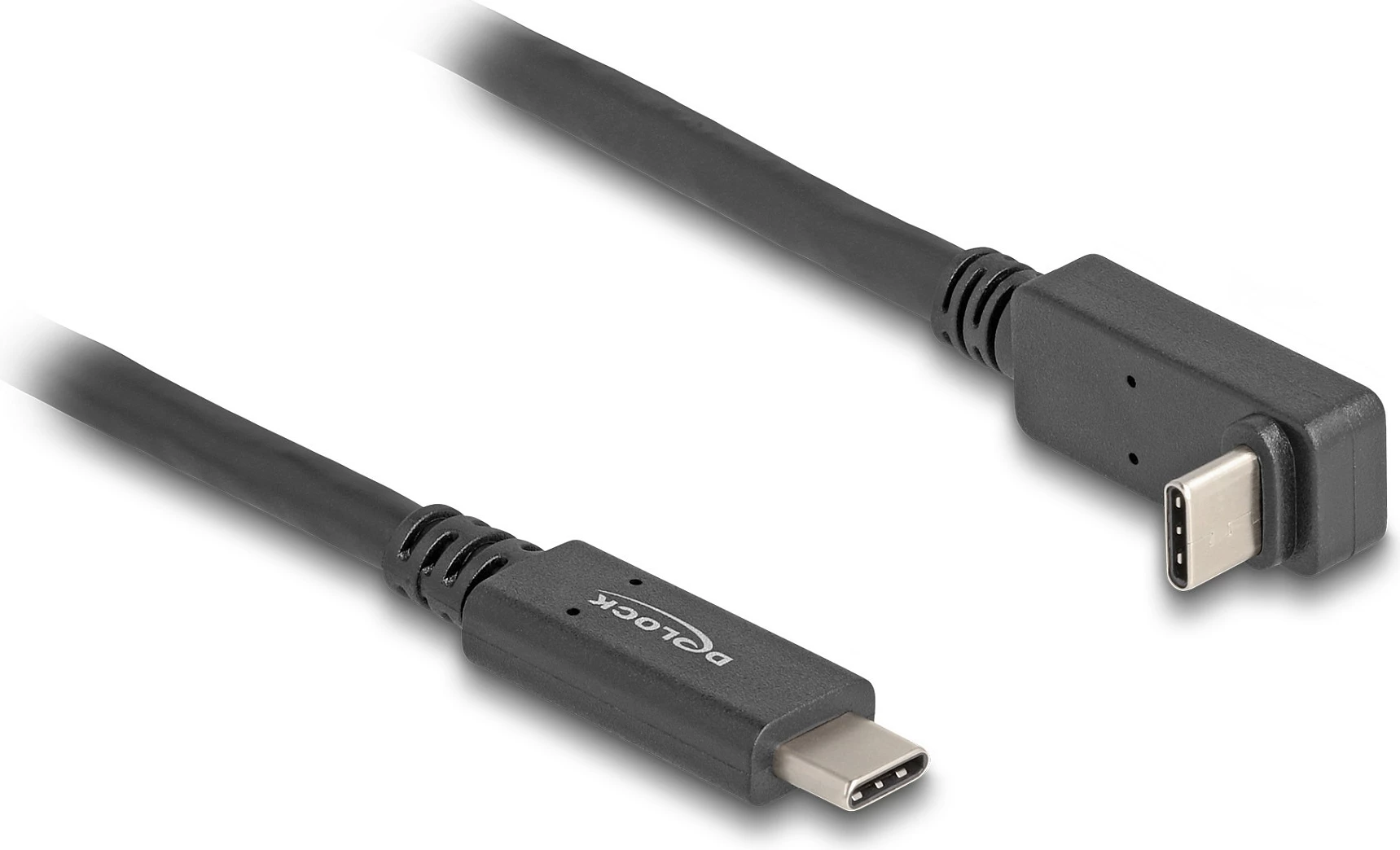 Kabllo USB-C DeLOCK, 1 m, 10 Gbps, PD 60 W, konektor këndor, e zezë