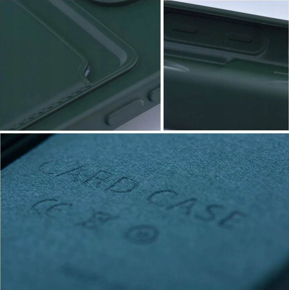 Mbështjellës OEM Forcell Card Case për Samsung Galaxy A14 5G / A14 4G, silikon, me xhep karte, mbrojtje kamere, me xham të kalitur H9 9H, set 2-në-1, e gjelbër
