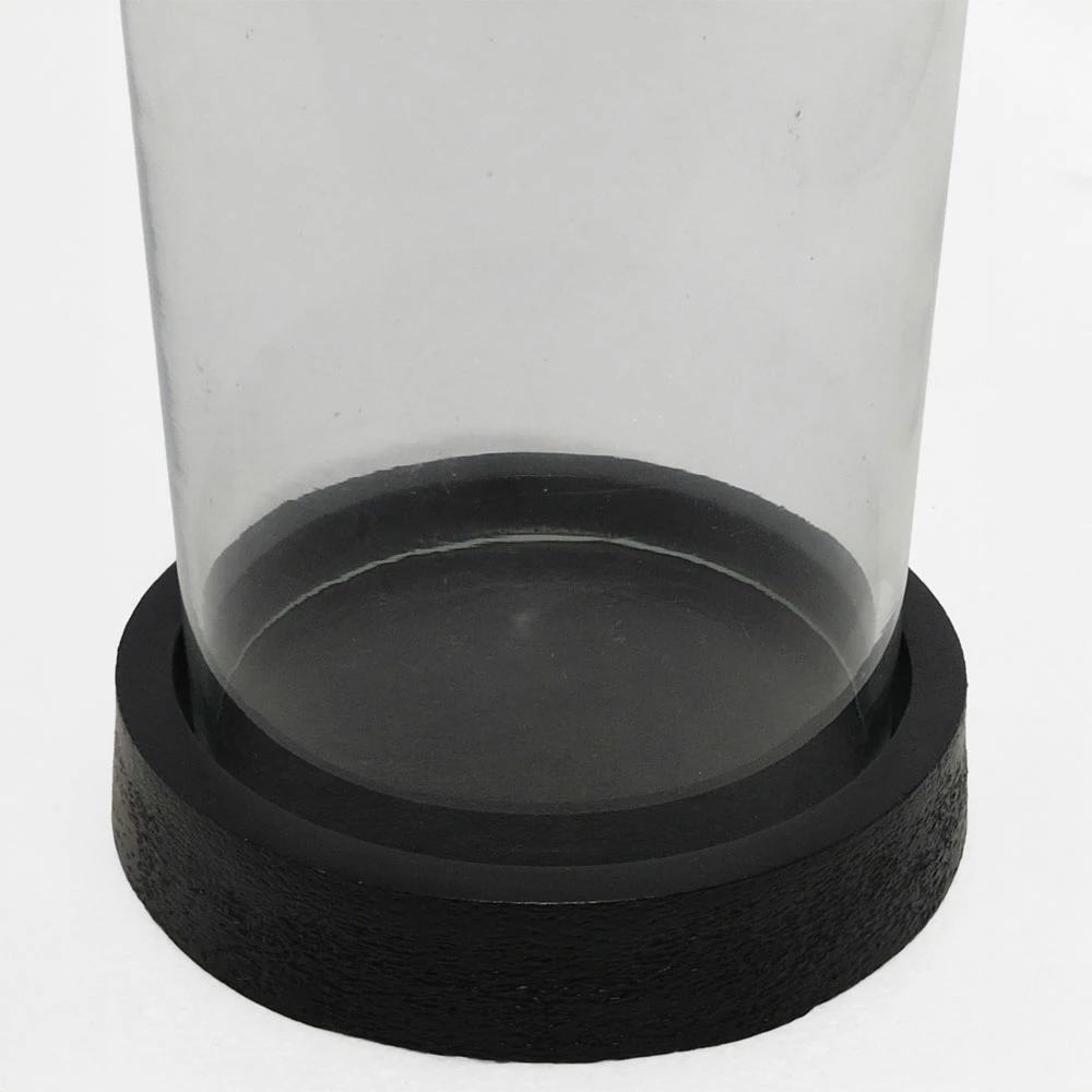Mbajtës qirinjsh TITUL, alumin i zi, xham transparent, 16x16x22 cm