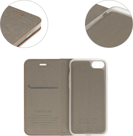 Mbështjellës flip HAVANA Premium MPN 17572 për Samsung Galaxy A23, me magnet, me vend për kartë, gri me skaje ari