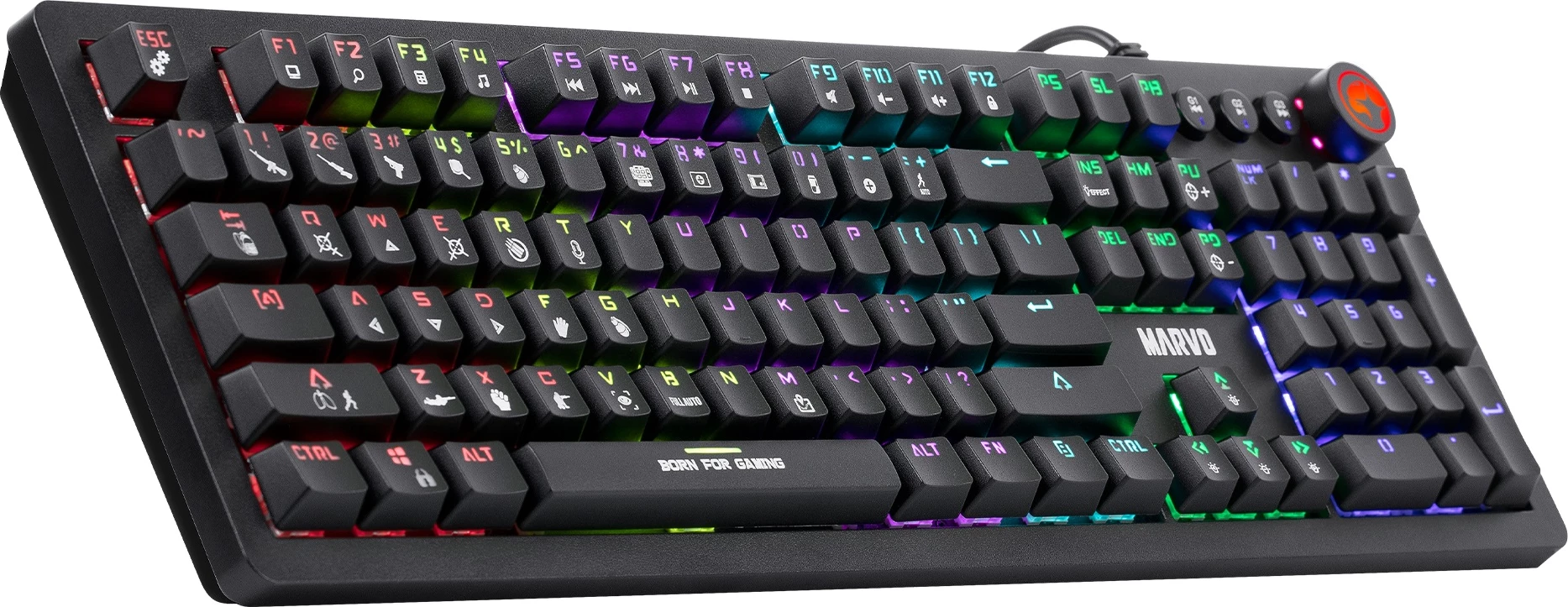 Tastierë mekanike Marvo KG917, RGB, full size 107 tasta, switch Blue, me kabllo, e zezë