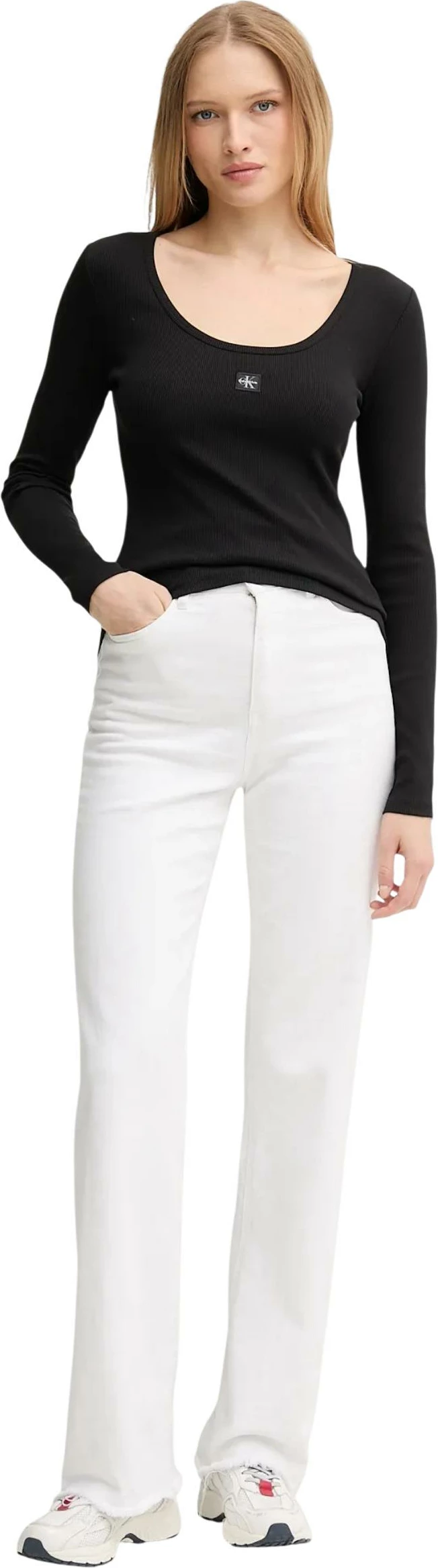 Maicë me mëngë të gjata për femra Calvin Klein Jeans LV047D218G, e zezë [Madhësia: S]