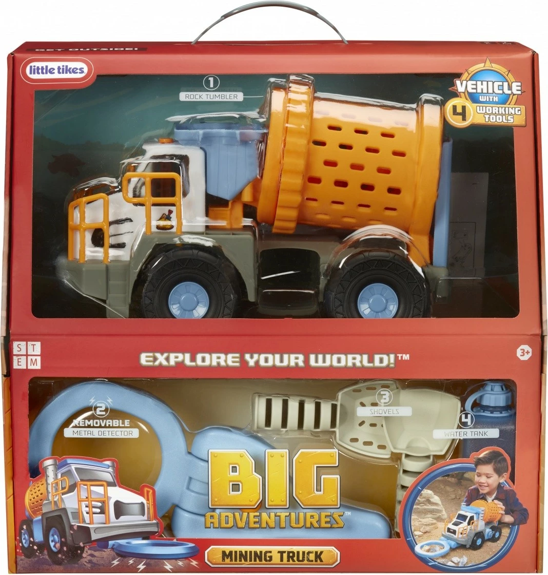 Set kamion minierash Little Tikes Mining Truck Big Adventures, plastikë, 27 cm, azure/gri/portokalli/e bardhë