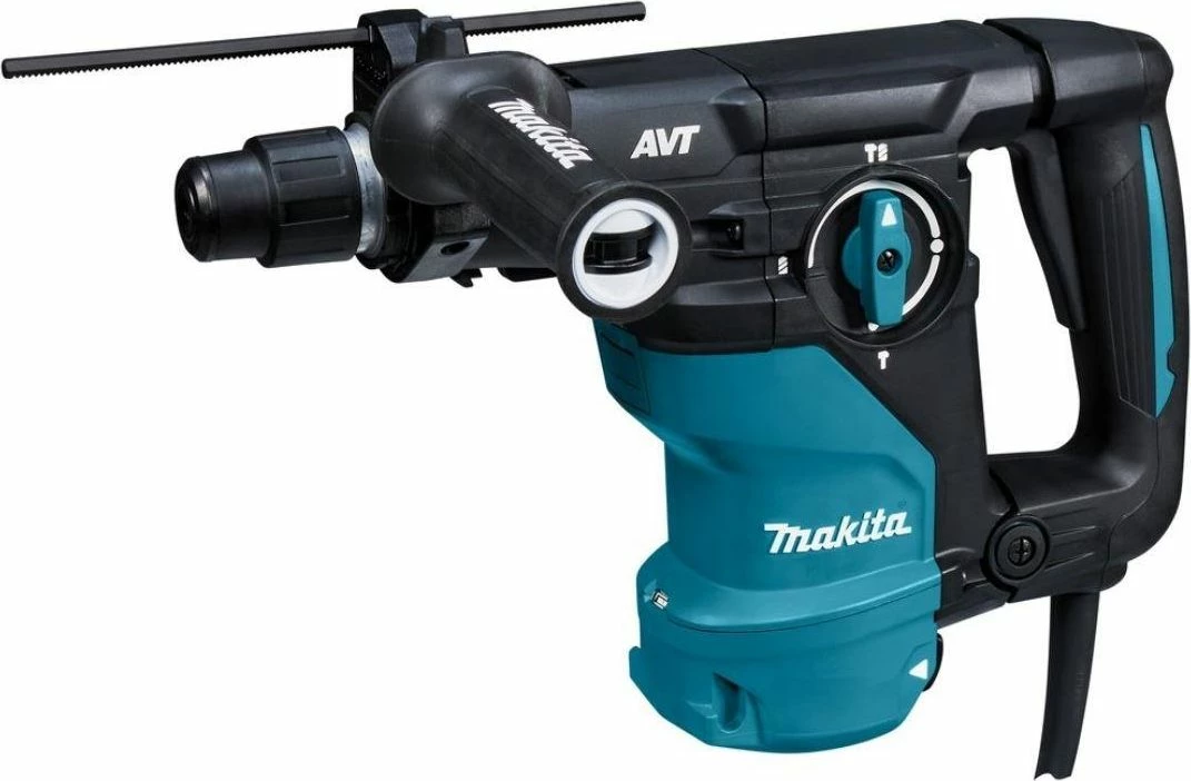 Çekiç shpues rrotullues Makita HR3012FCWJ 1050 W SDS-Plus me Makpac dhe sistem pluhuri DX11, blu-jeshile
