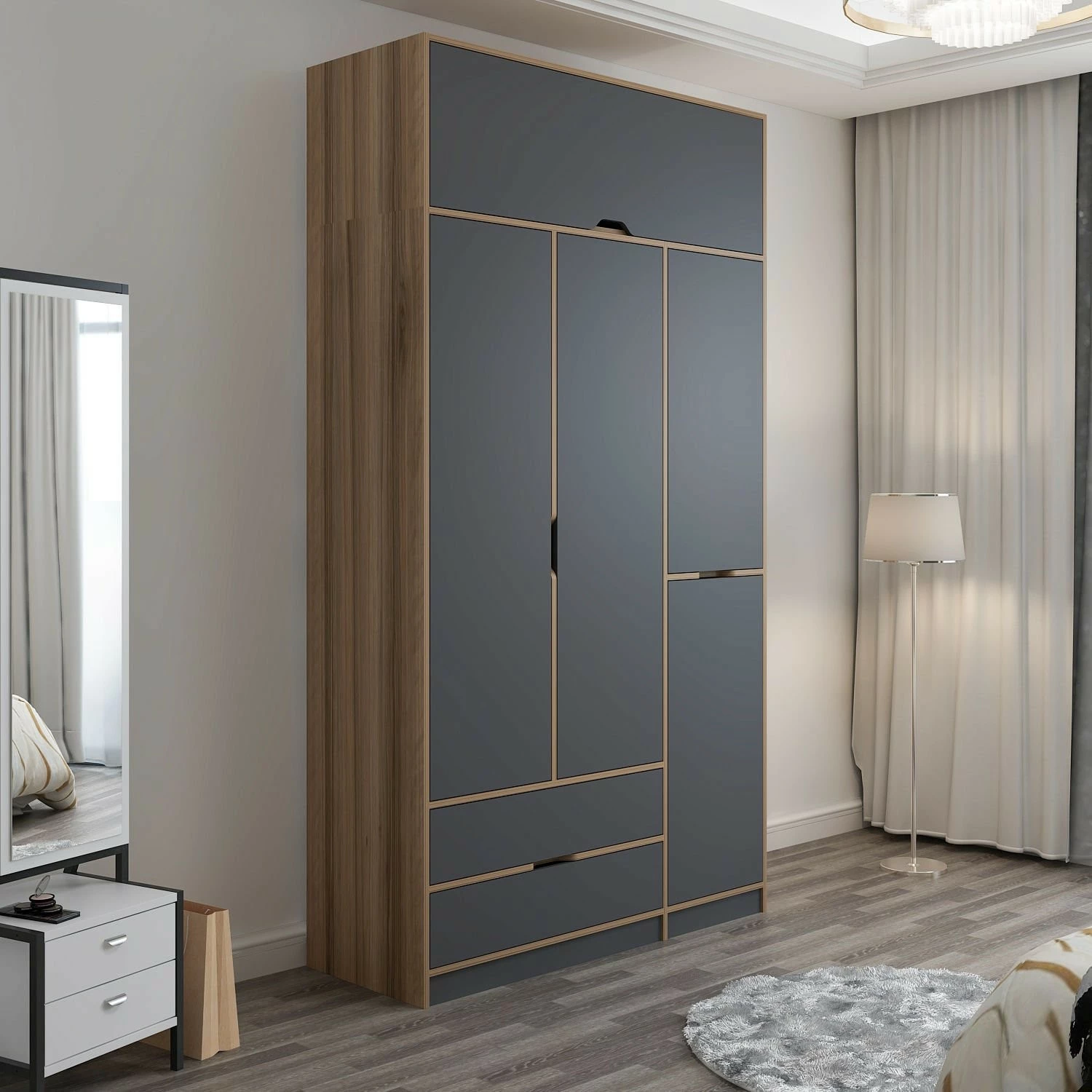 Dollap Skye Decor, Elina, anthracite-dore, 140x253x52cm