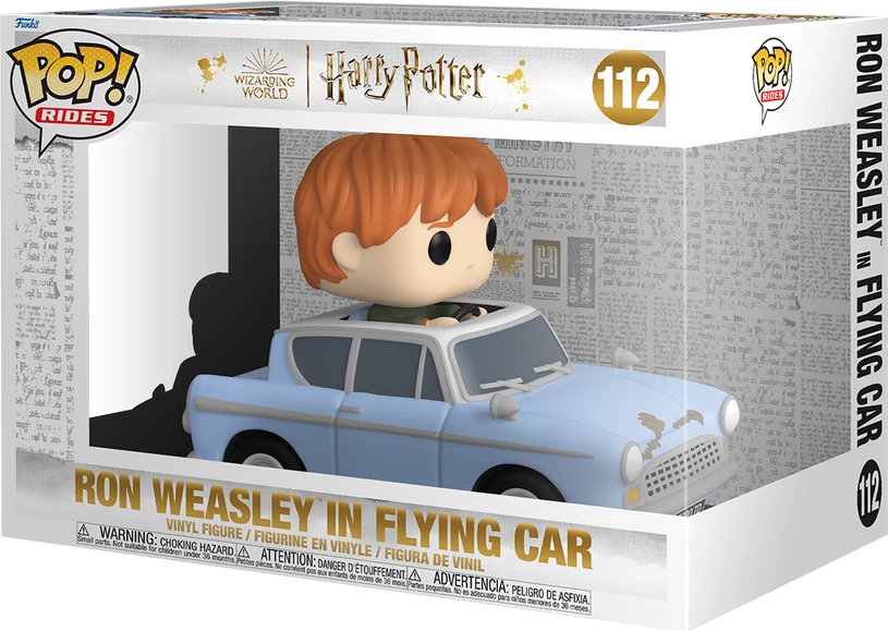 Figurinë koleksionuese Funko Pop! Rides Deluxe #112 Harry Potter 20th Anniversary Ron Weasley in Flying Car, vinyl, blu e hapur