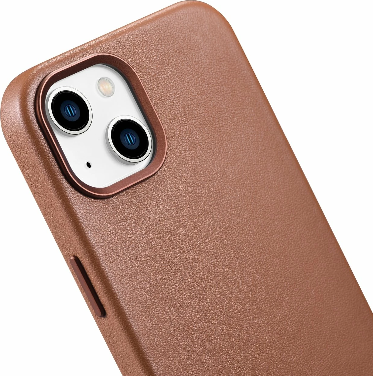 Mbështjellës iCarer për iPhone 14 Plus, lëkurë natyrale, MagSafe, Kafe