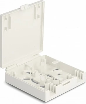 Kuti lidhëse fibër optike DeLOCK, montim në mur, 2x SC Simplex / LC Duplex, 99×85×22 mm, e bardhë