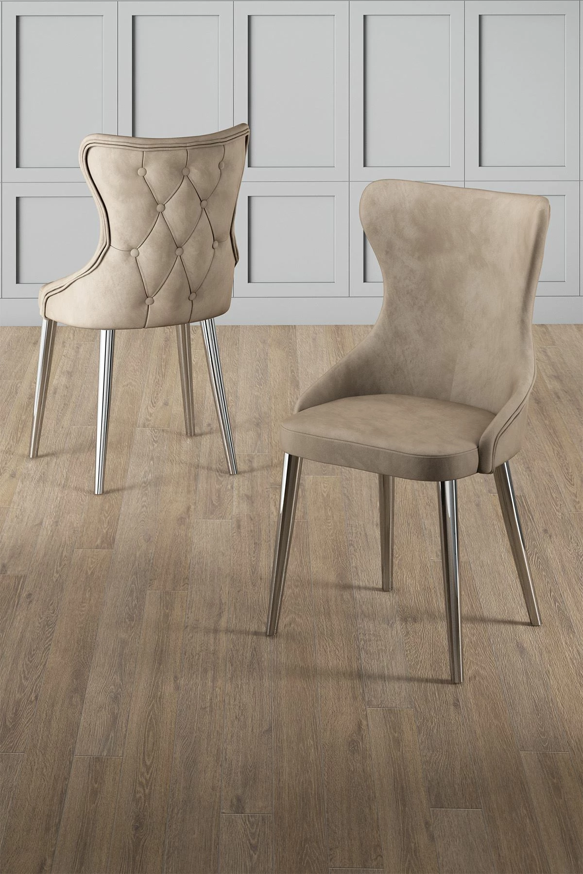 Set karrigash (4 copë), Hanah Home, Alpa, kapuçino, krom