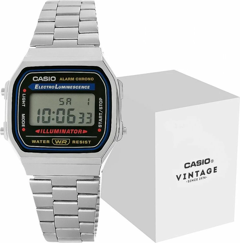 Orë dore për meshkuj CASIO Vintage A168WA-1YES, argjendtë