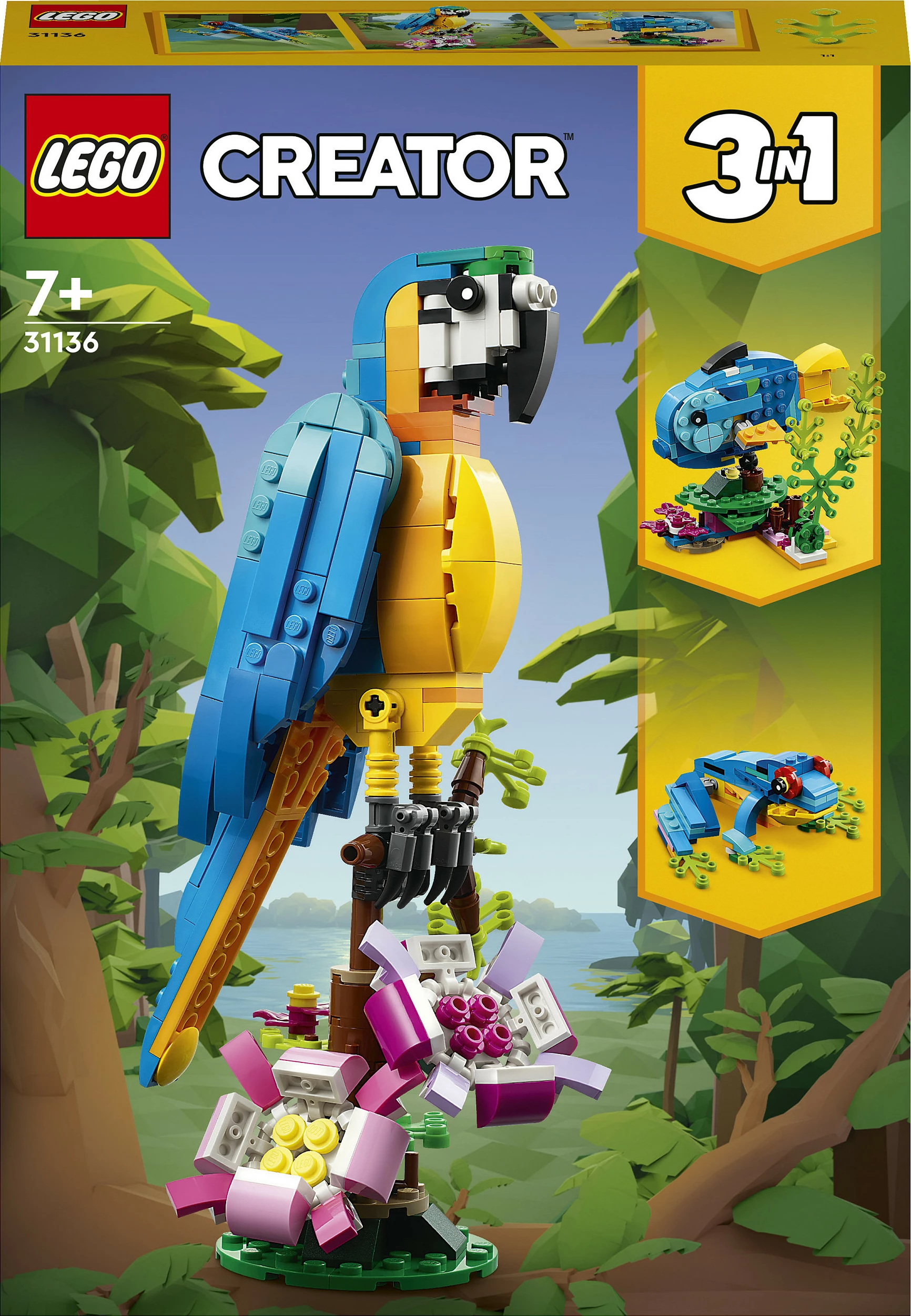 Set ndërtimi LEGO Creator 3-in-1 Papagalli Ekzotik, 253 pjesë, shumëngjyrësh