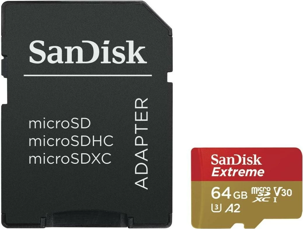 Kartelë memorje SanDisk Extreme microSDXC 64GB, 170/80 MB/s, UHS-I, U3, V30, A2, me adapter 4