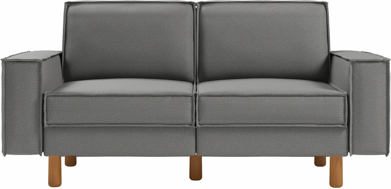 Divan dy vendësh Atelier del Sofa, ngjyrë obsidian, këmbë dru arre, Sparrow 2