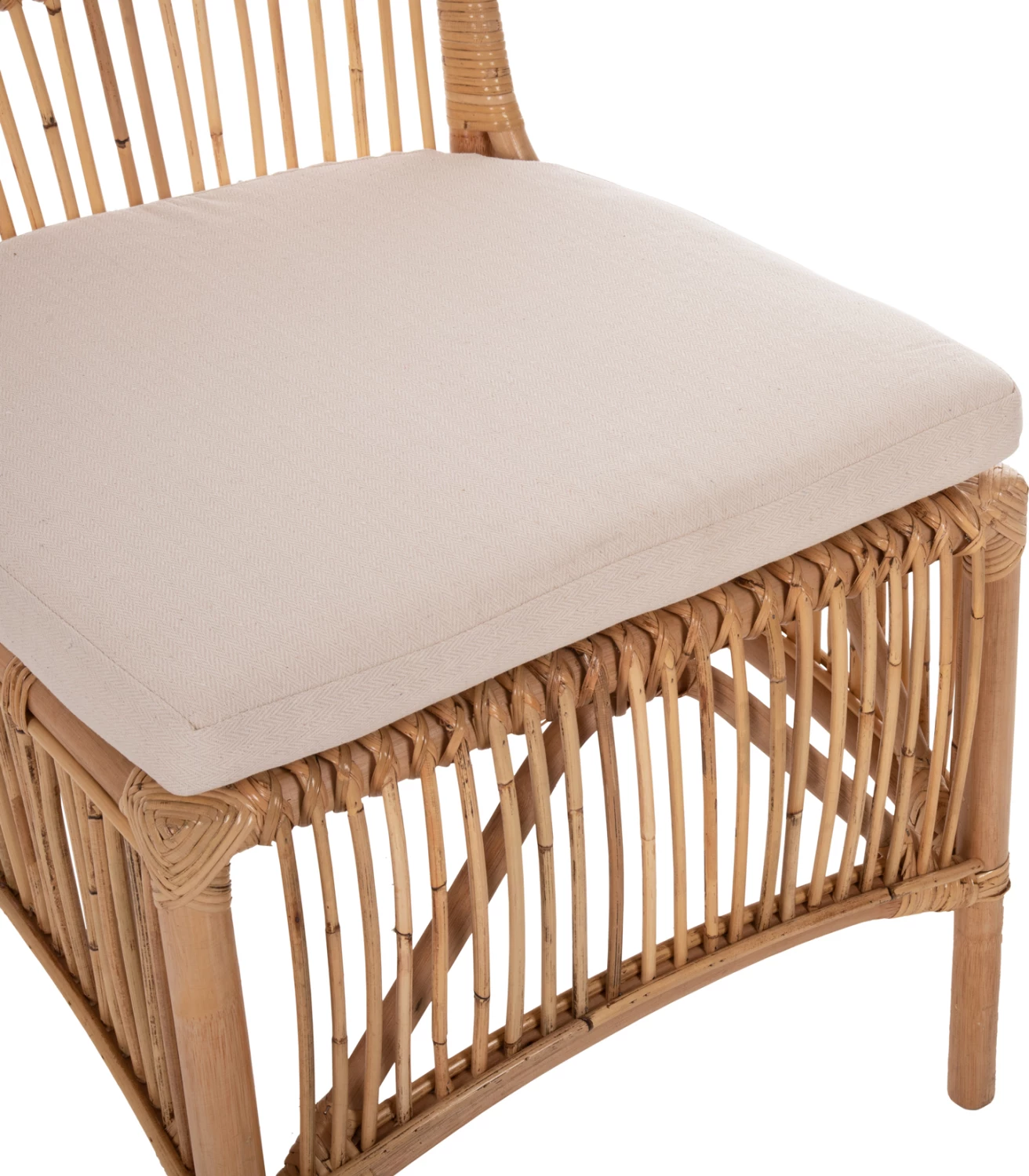 Karrige për ngrënie THALIN FH9834 rattan ngjyrë natyrale-jastëk ngjyrë bardhë 53x58x91Hcm