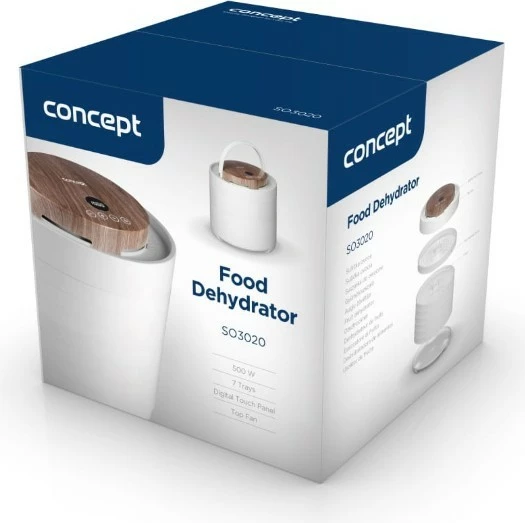 Tharëse ushqimi Concept SO3020, 7 sita, 500 W, kontroll me prekje, temperaturë 35–70°C, e bardhë, dru