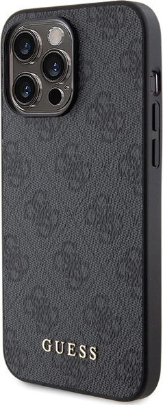 Mbështjellës Guess 4G Metal Gold Logo për iPhone 15 Pro, Gri